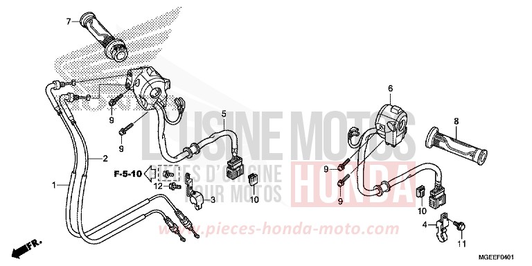 COMMUTATEUR/CABLE (VFR1200F) de VFR1200F Méca PEARL GLARE WHITE (NHB53) 2015